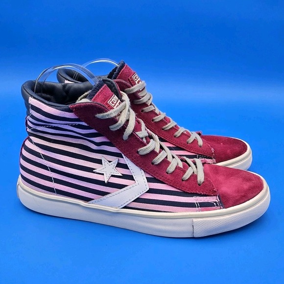 Converse  Sk8-Hi Star Stripes Shoes Patriotic Womens 8.5 and Mens‎ 7  Pink - Picture 1 of 7